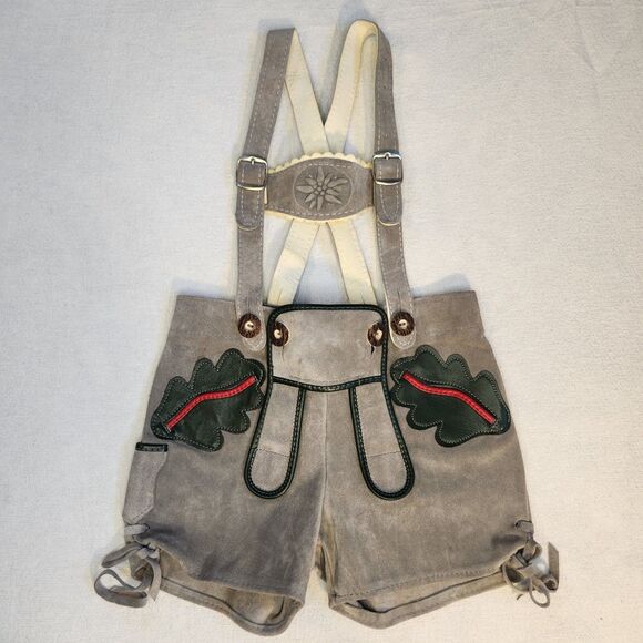 Vintage Lederhosen German Suede Leather Child Size Authentic - Picture 1 of 16